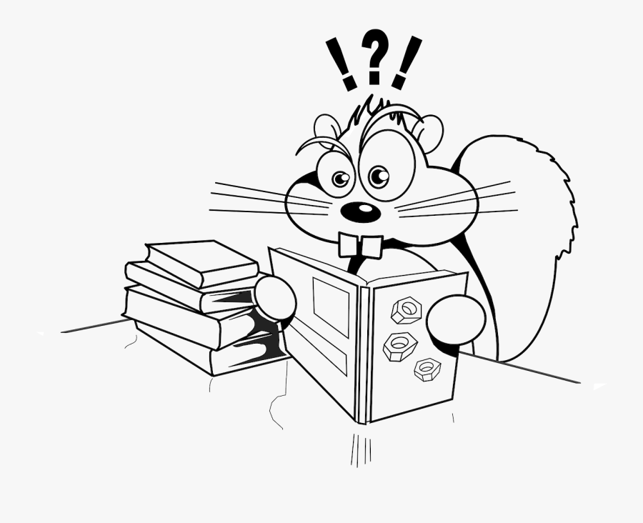 Squirrel-304021 1280 Nobg - Black And White Cartoon Clipart Reading, Transparent Clipart