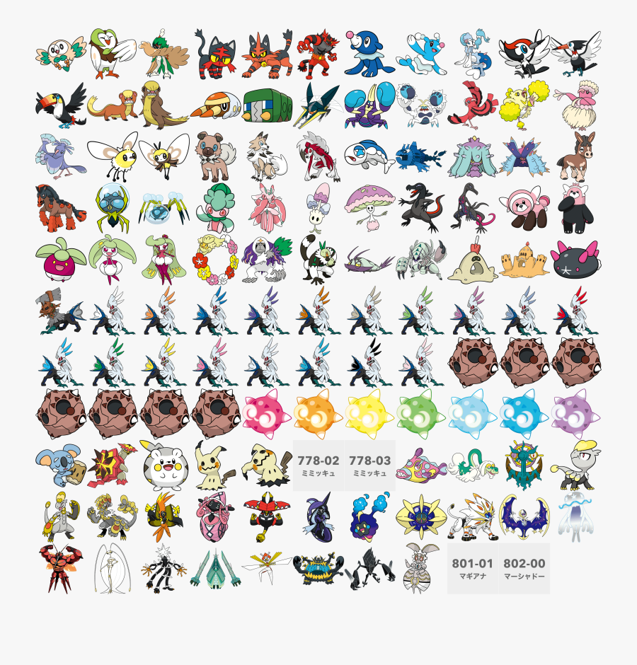 778 02 778 03 ミッキユ 801 01 802 00 マギアナマ シャドー Pokémon - Pokemon All Alola Pokemon, Transparent Clipart