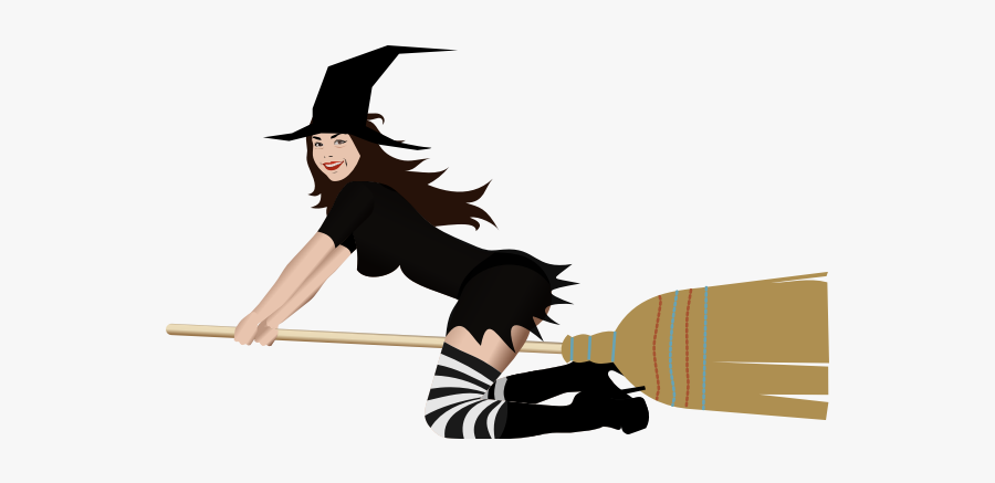 Witch On Broom 4 By Rones - Witchcraft, Transparent Clipart