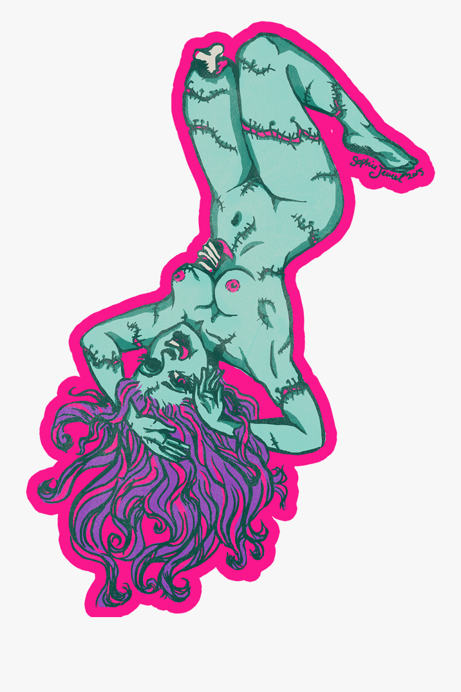 Zombie 20pinup 20sticker Original - Clipart Cartoon Drawing Of Zombie, Transparent Clipart