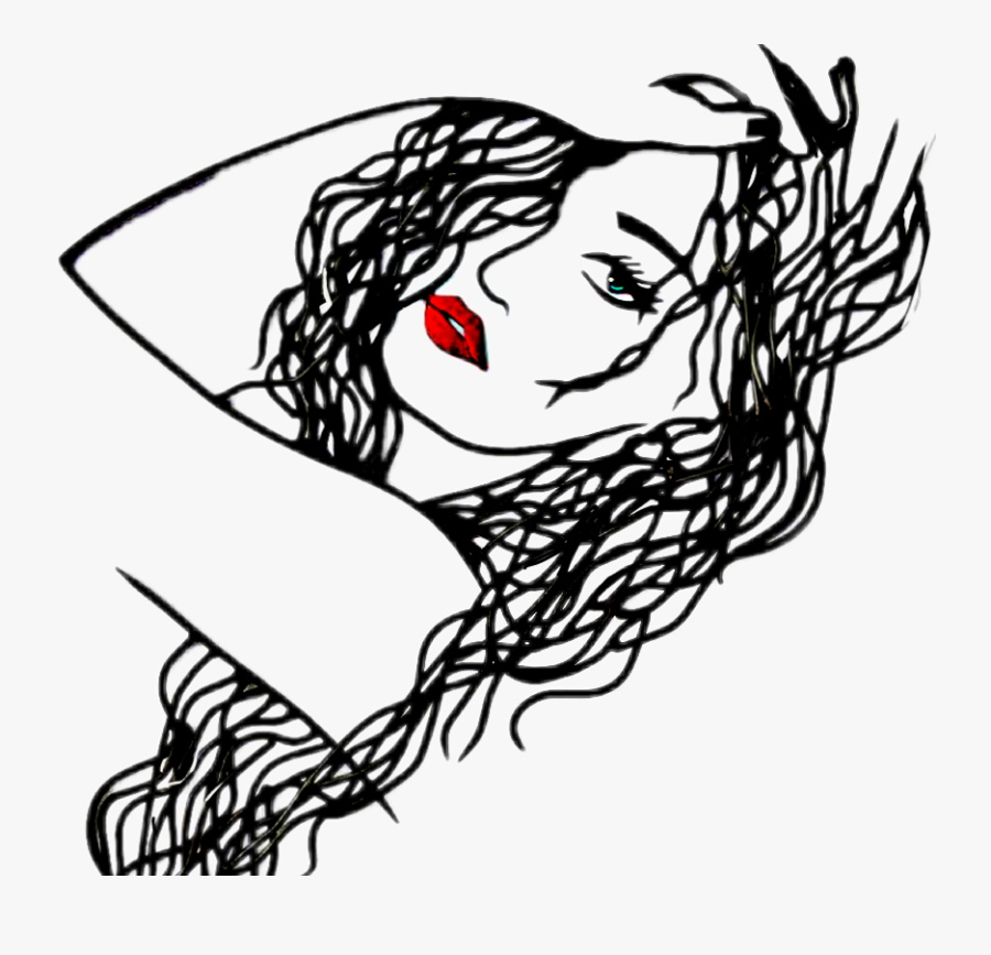#girl #outline #silhouette #lips #black #drawimg #sketch - Wire Sculpture Hair, Transparent Clipart