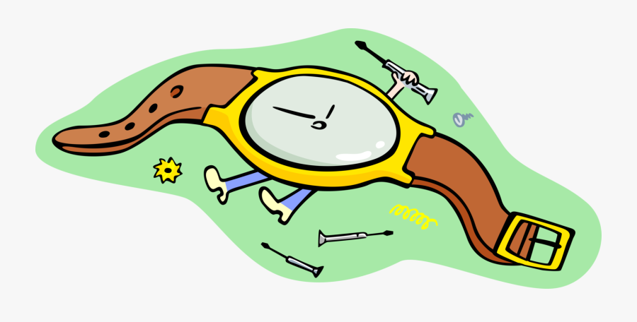 Vector Illustration Of Wristwatch Watch Repair Fixes - Metaphor Clipart, Transparent Clipart