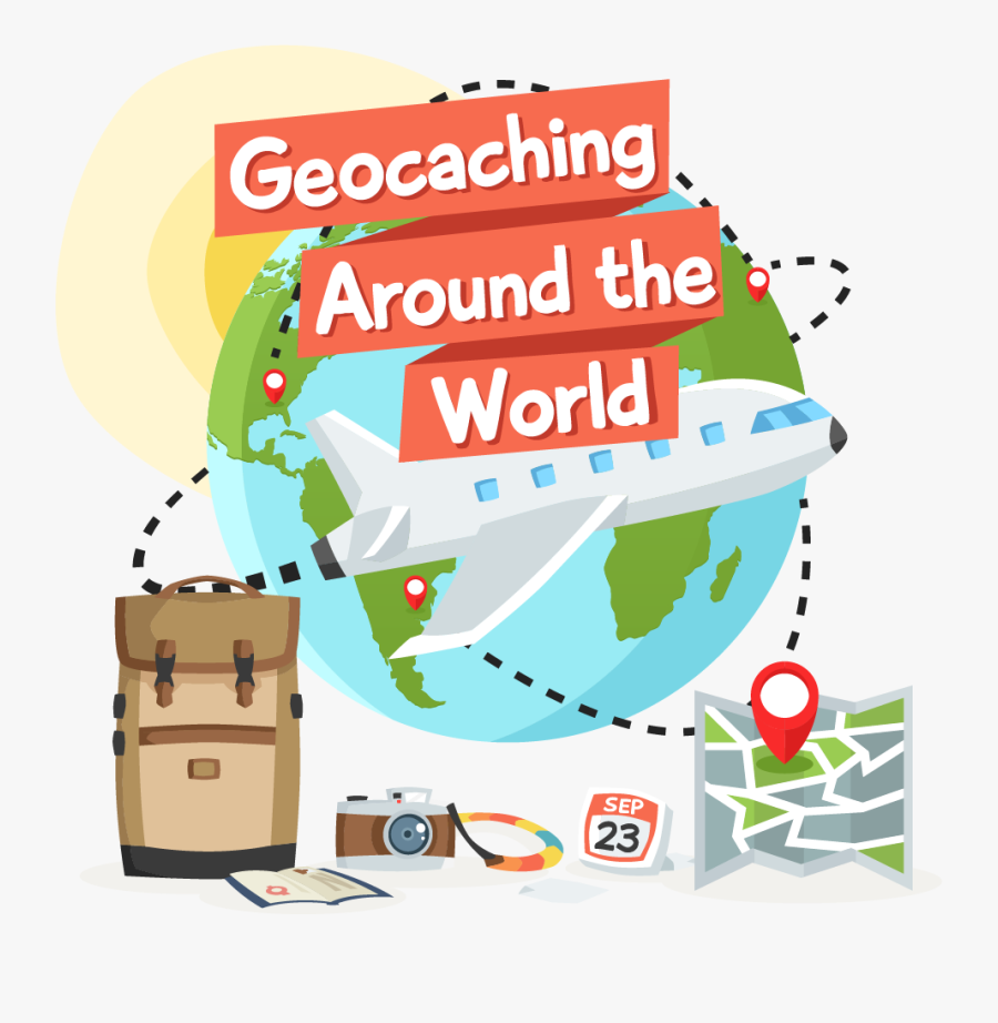 World Map With Plane, Transparent Clipart