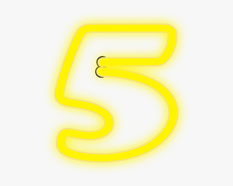 Number 5 Neon Lights, Transparent Clipart