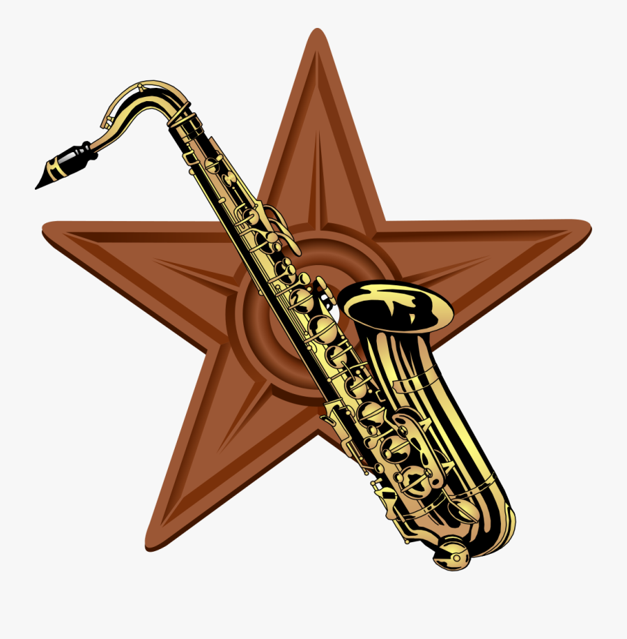 File - Barnstar Jazz - Svg - Free Musical Instruments - Saxophone Clipart, Transparent Clipart
