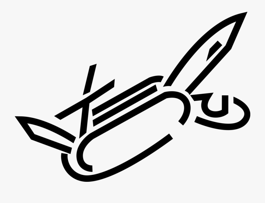 Vector Illustration Of Multi-tool Jackknife Utility - Line Art, Transparent Clipart