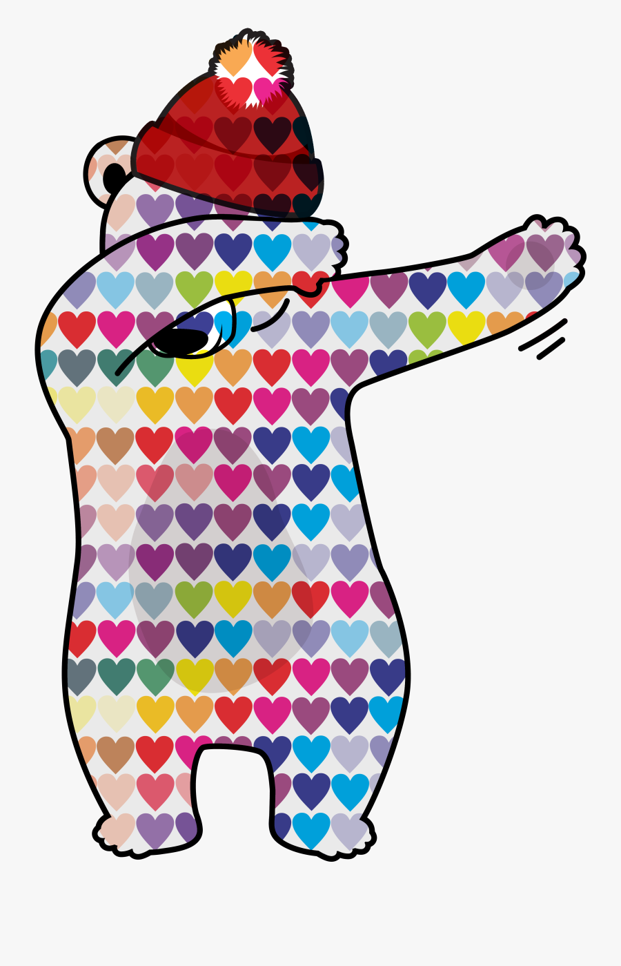 A Great Bear Design With Hearts And Red Bobble Hat - Corazones De Colores Fondo, Transparent Clipart