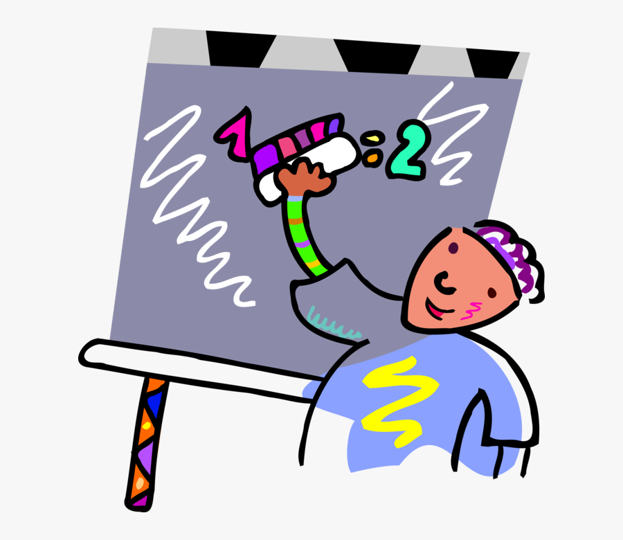 Vector Illustration Of Student At Blackboard Chalkboard, Transparent Clipart