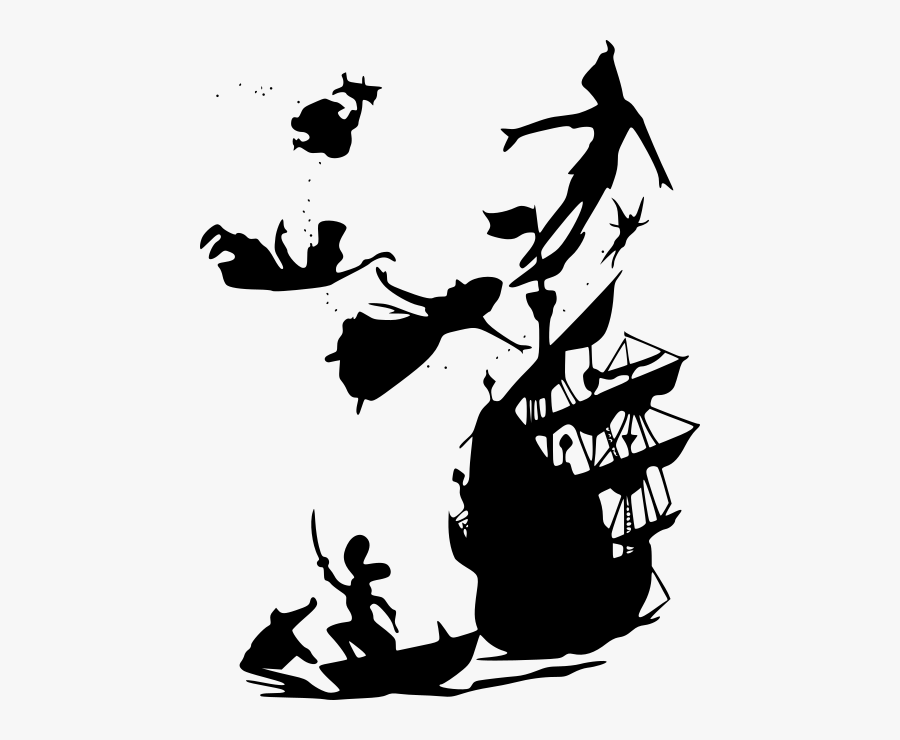 Peter Pan Ship Silhouette, Transparent Clipart