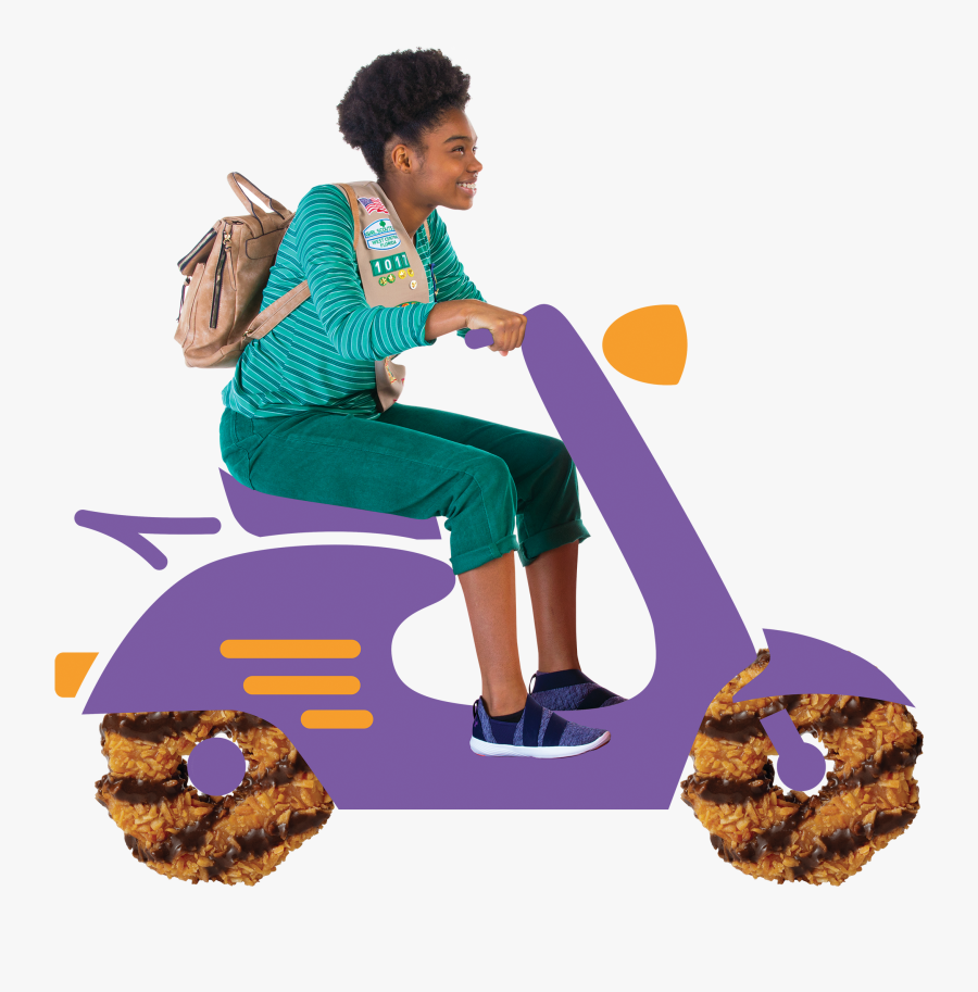 2020 Girl On Scooter - Sitting, Transparent Clipart
