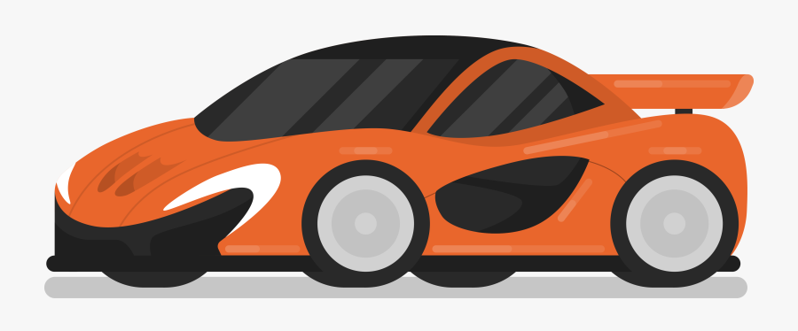 Transparent Orange Car Clipart - Orange Sports Car Cartoon, Transparent Clipart