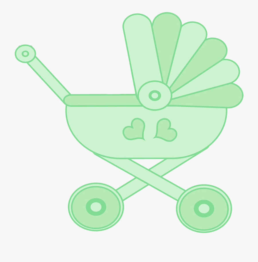 Green Stroller Clipart - Baby Carriage, Transparent Clipart