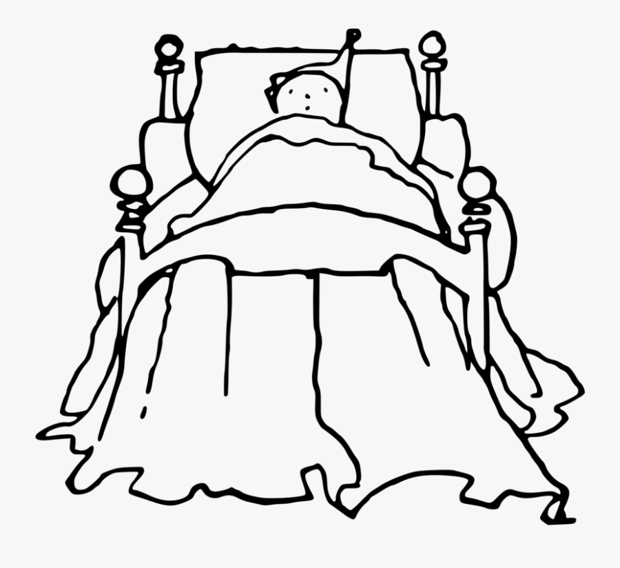 Line Art,style,black - Boy In Bed Cartoon Black And White, Transparent Clipart