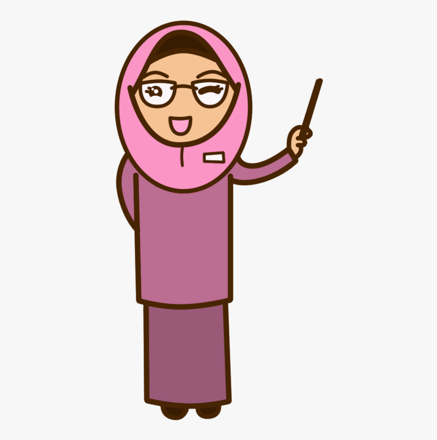 Muslim Teacher Cartoon Clipart - Guru Kartun Png, Transparent Clipart