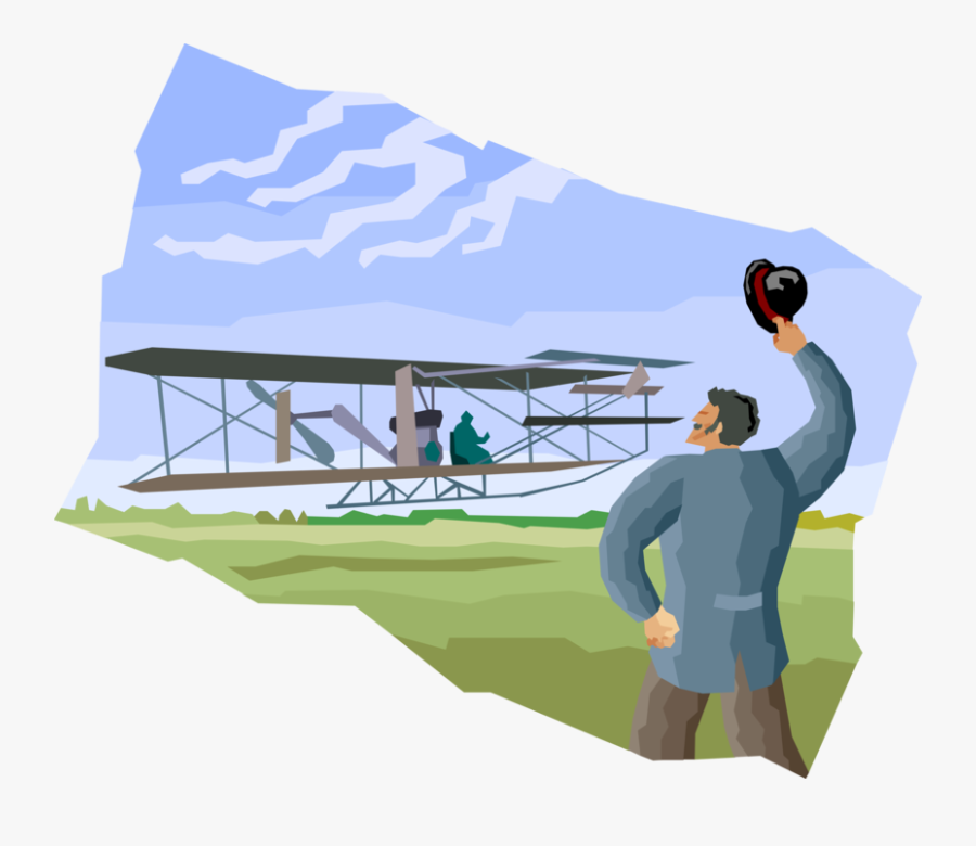 Vector Illustration Of Wright Brothers At Kitty Hawk - Wright Brothers Plane Vector, Transparent Clipart