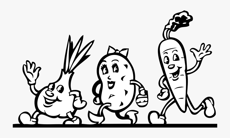 Veggies B W Medium - Food We Eat Clip Art, Transparent Clipart