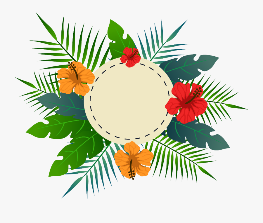 #ftestickers #background #frame #flowers #tropical - Tropical Flowers Leaves Png, Transparent Clipart