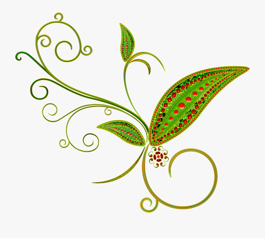 Green Deco Flower Png - Flowers Ornament Clipart Free, Transparent Clipart