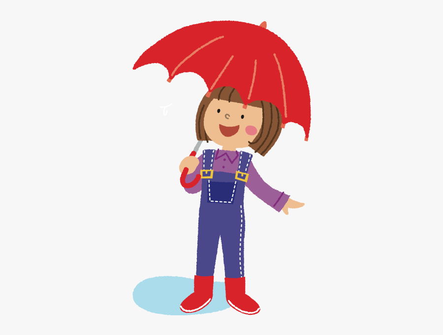Child With Red Umbrella - Girl With Umbrella Clipart, Transparent Clipart