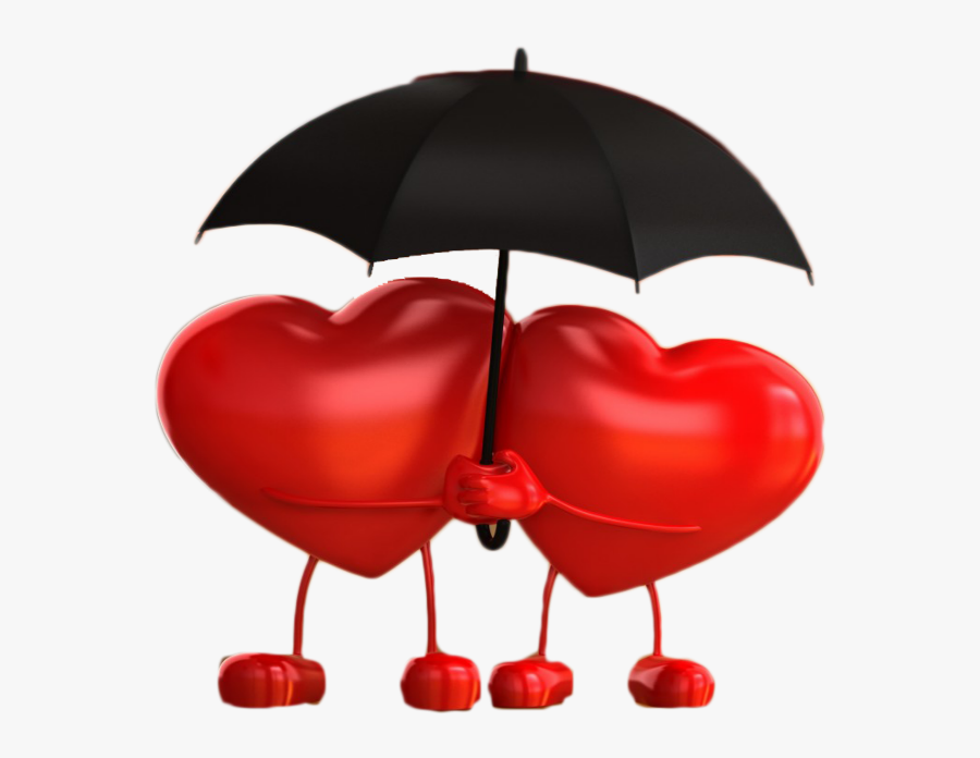 #mq #heart #hearts #red #umbrella #emoji - Two Hearts With Umbrella, Transparent Clipart