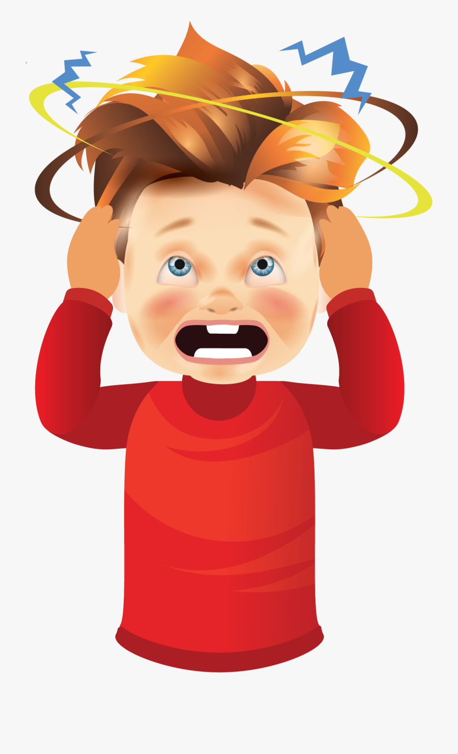 Cartoon Student Experiencing Anxiety - Boy With A Headache Clipart, Transparent Clipart