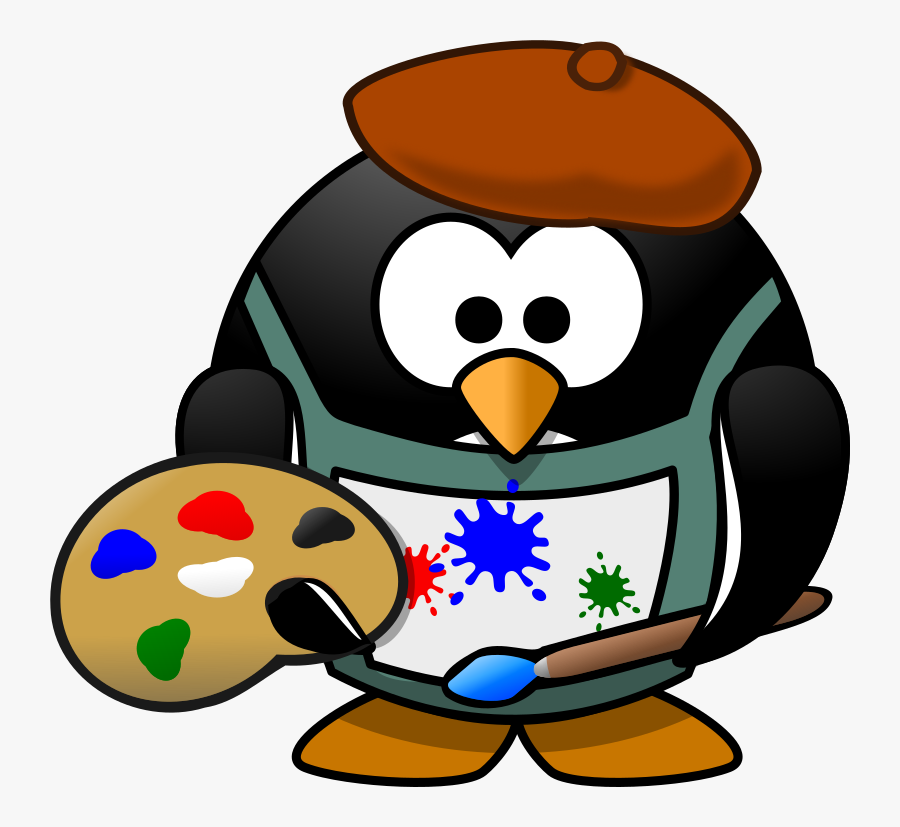 Penguin Artist Clipart, Transparent Clipart