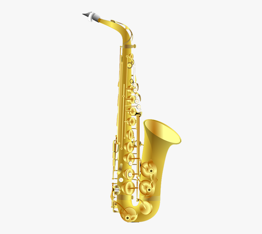 Alto Saxophone Musical Instrument Clip Art - Cartoon Saxophone No Background, Transparent Clipart