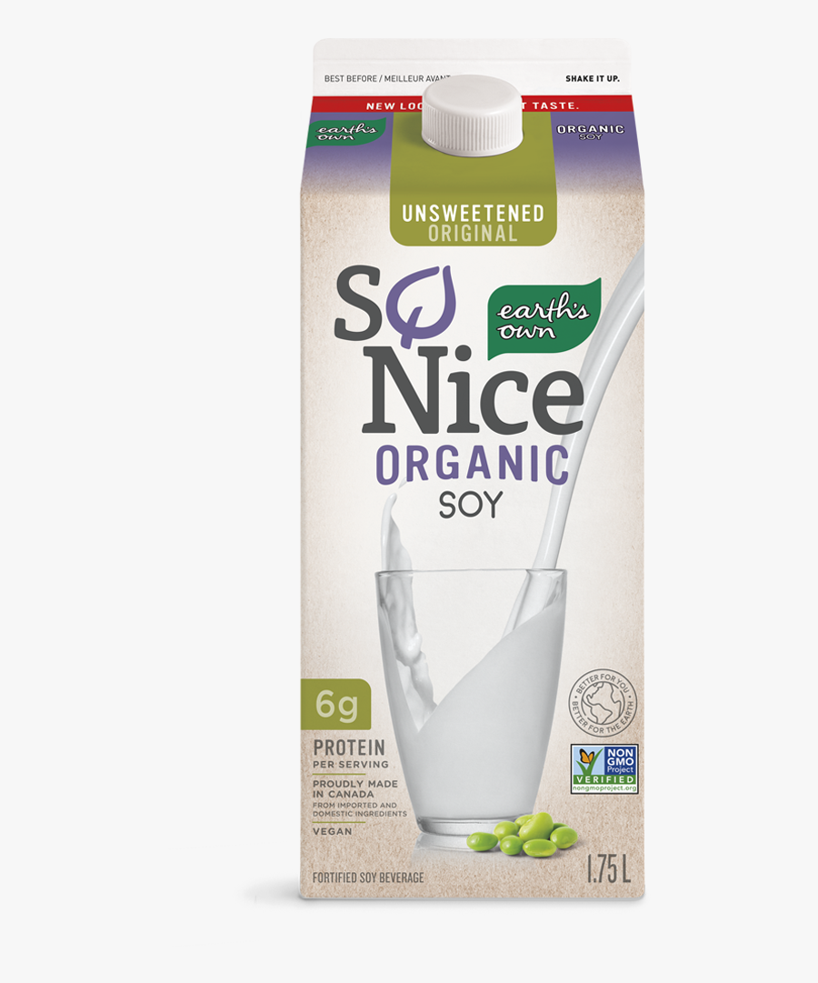 Earths Own Unsweetened Original Organic Soy Milk Plant - So Nice Organic Soy Milk, Transparent Clipart