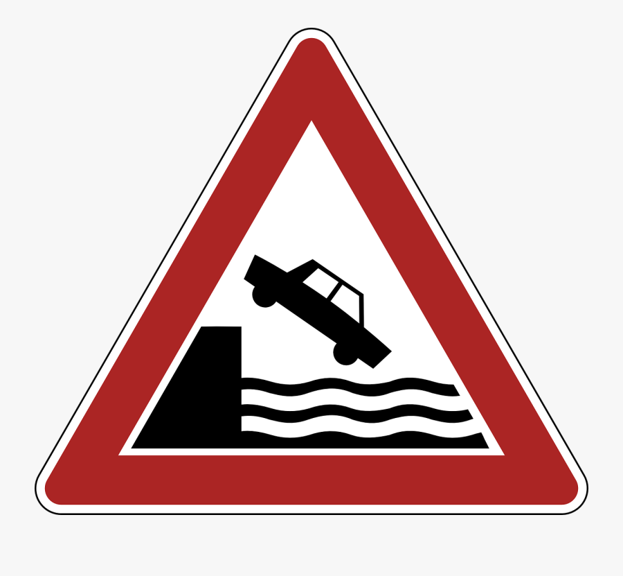 Danger Warning River Bank Road Sign Clipart , Png Download - Transparent Danger Sign Icon, Transparent Clipart