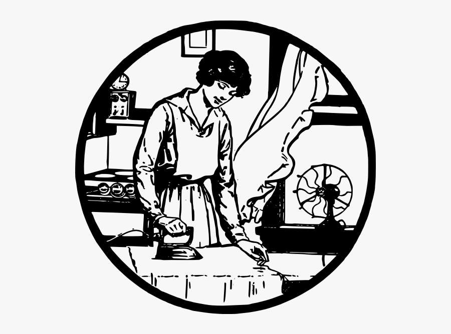 Lady Ironing - Clipart Black And White Housewife, Transparent Clipart