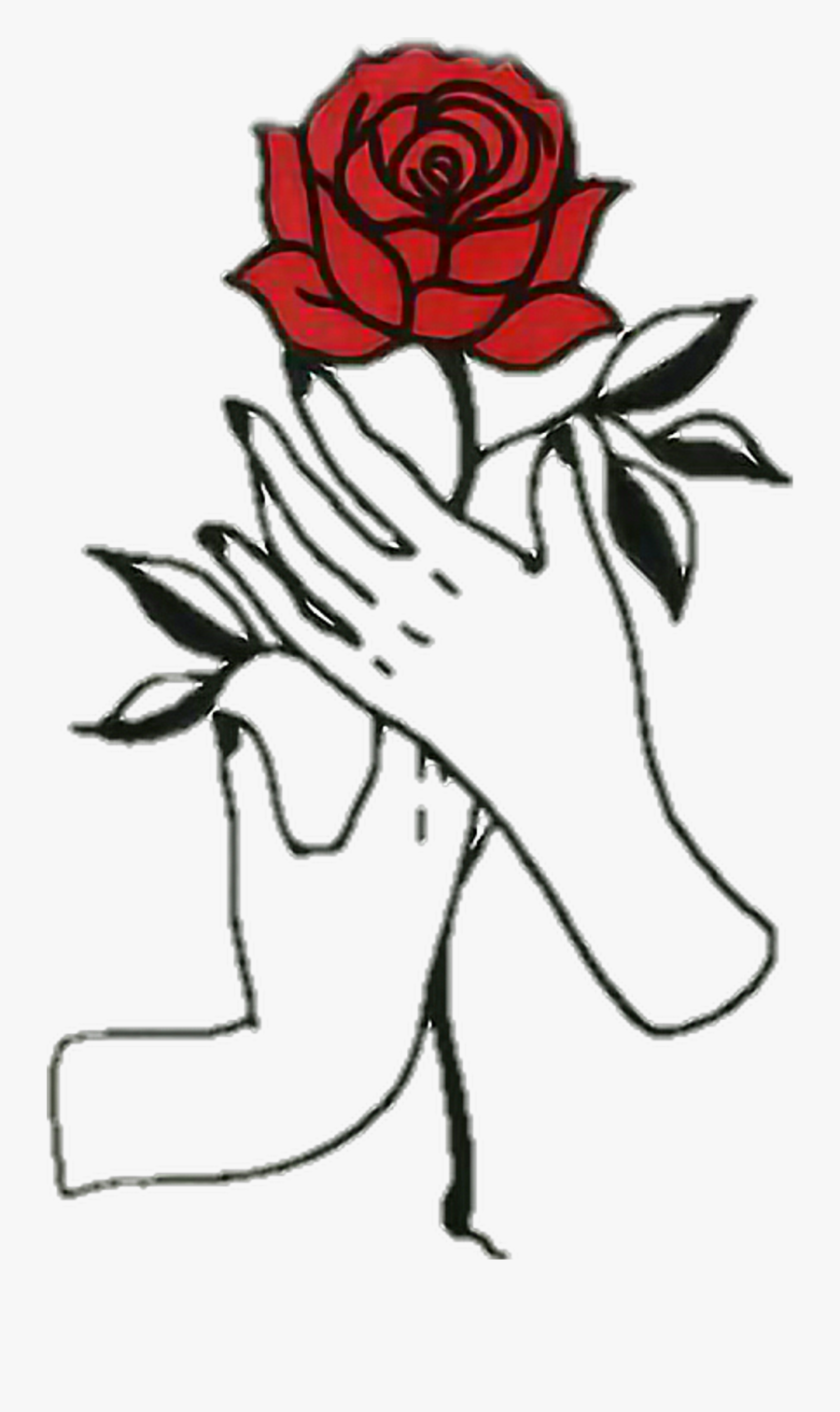 Rose Hands Aesthetic Tumblr Draw - Aesthetic Tumblr Rose Png, Transparent Clipart