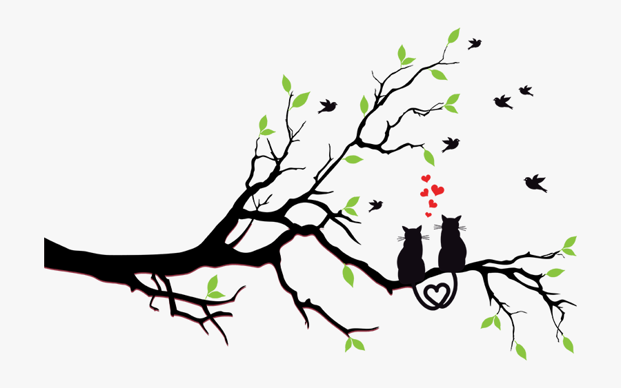 Cat On Tree Silhouette, Transparent Clipart