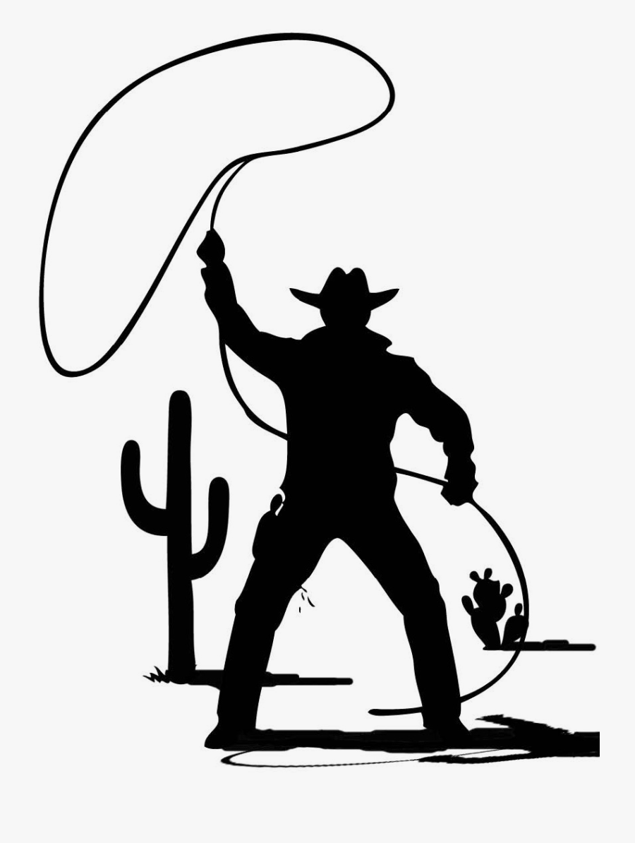 Cowboy Silhouette Png - Cowboy With A Lasso, Transparent Clipart
