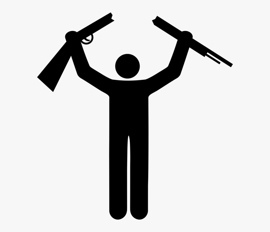 Silhouette,symbol,joint - Stick Figures With Guns, Transparent Clipart