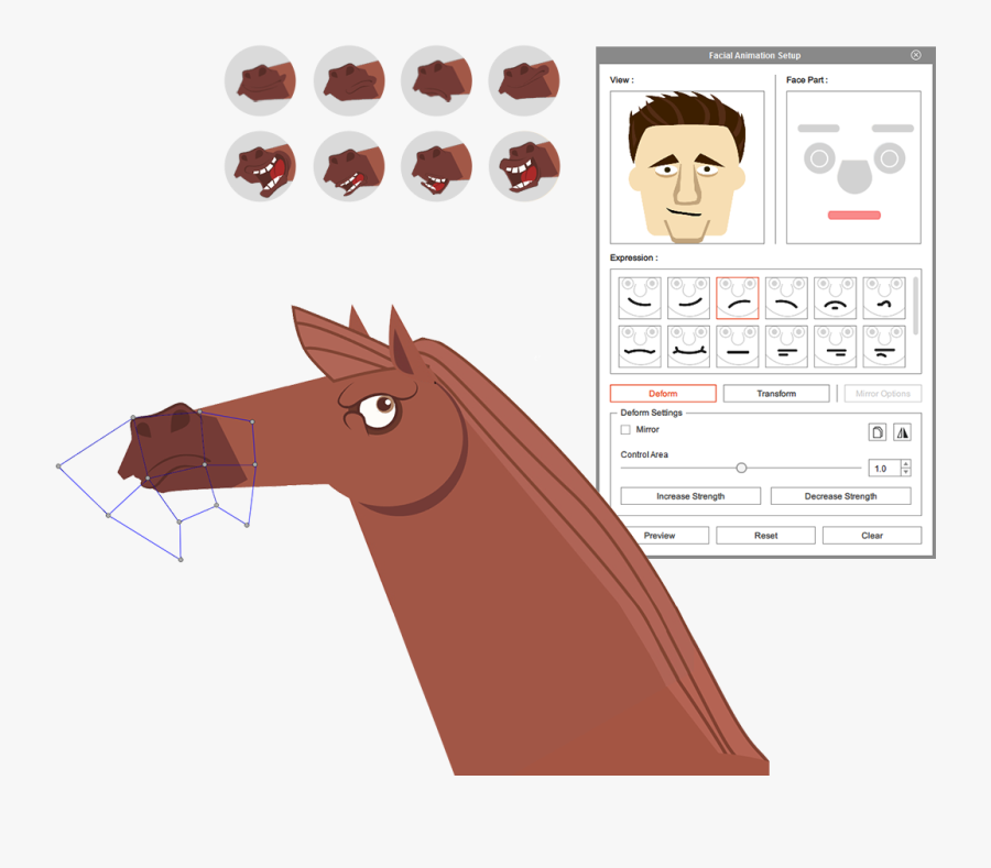 Character Vector Crazytalk Animator - Horse 2d Parts, Transparent Clipart