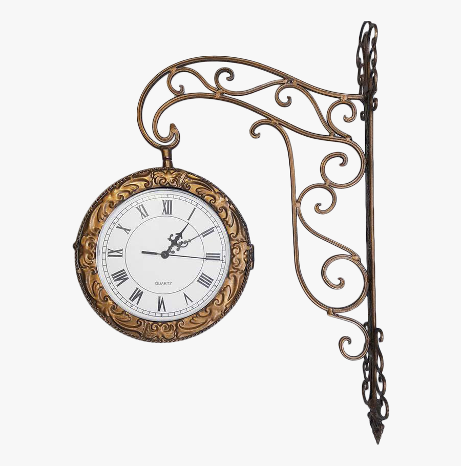 Vintage Large Wrought Iron Double Sided Quartz Train - Wall Clock, Transparent Clipart