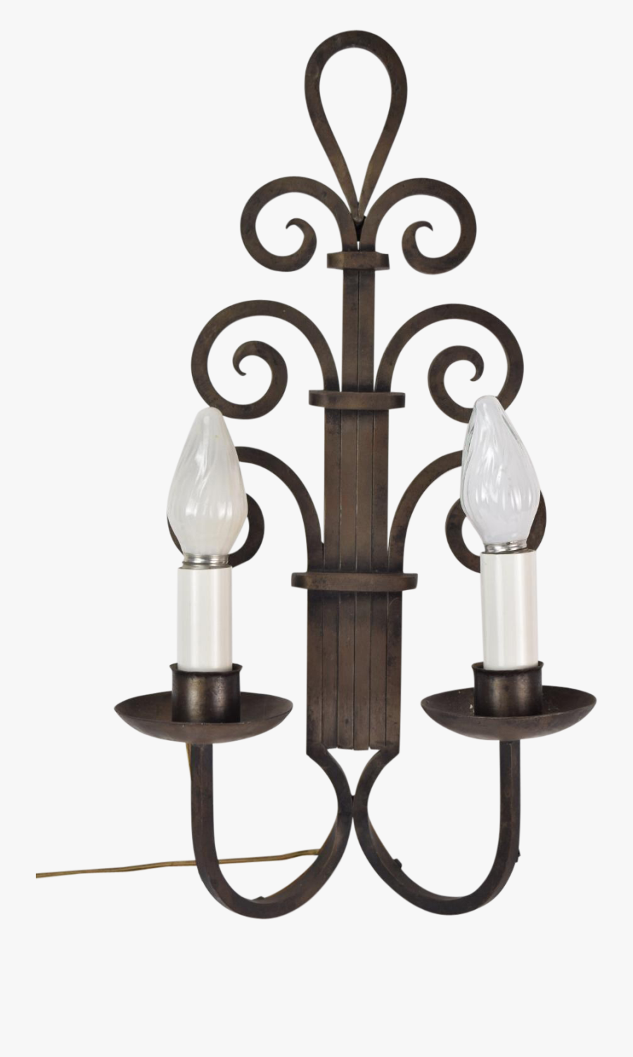 Large Art Deco Gothic Wrought Iron Scroll Wall Sconce - Wall Sconces Candle Transparent, Transparent Clipart