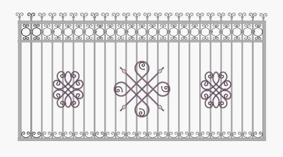 Wrought Iron Fence Gate Grille - Wrought Iron Grill Texture, Transparent Clipart