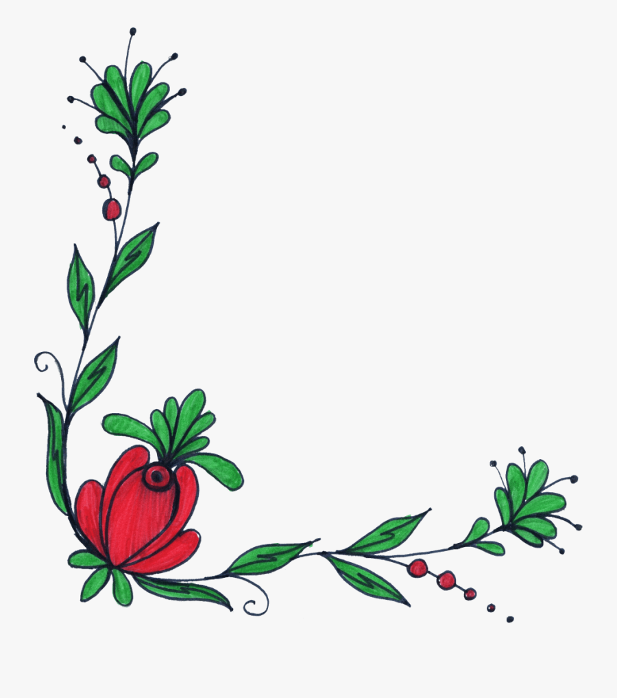 Flower Corner Border Vector Free Library - Designs For Drawing Borders, Transparent Clipart
