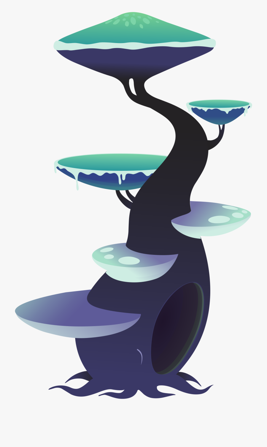 Cartoon Mushroom Tree, Transparent Clipart
