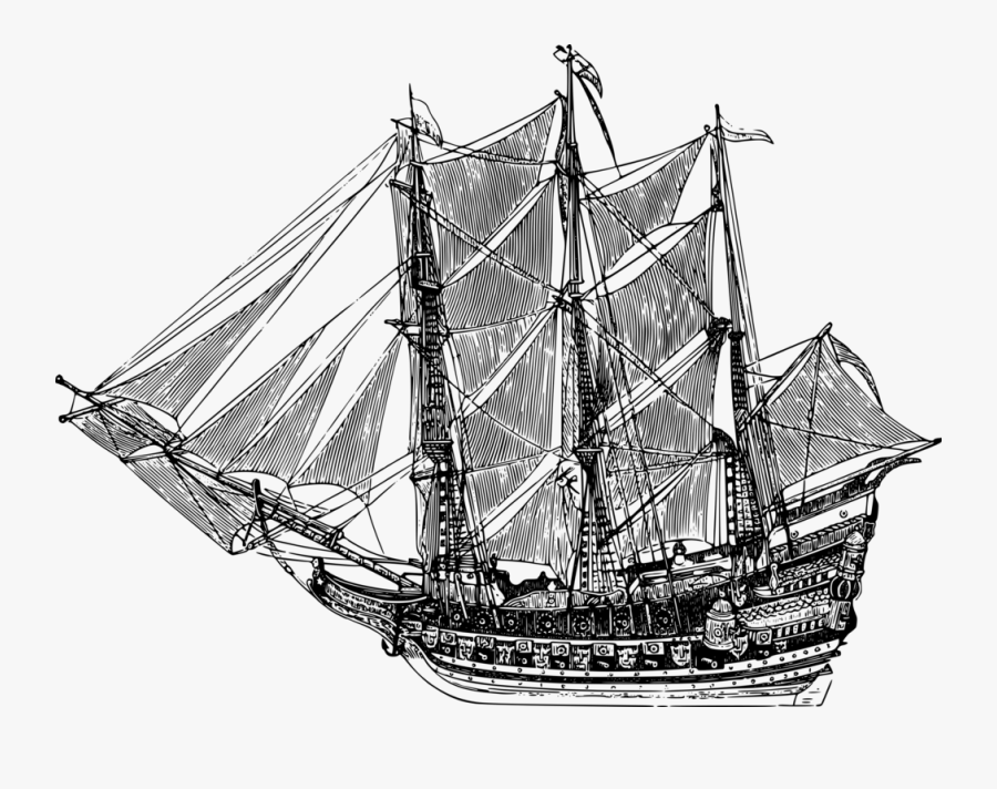 East Indiaman,caravel,lugger - Sailing Ship Frigate Png, Transparent Clipart