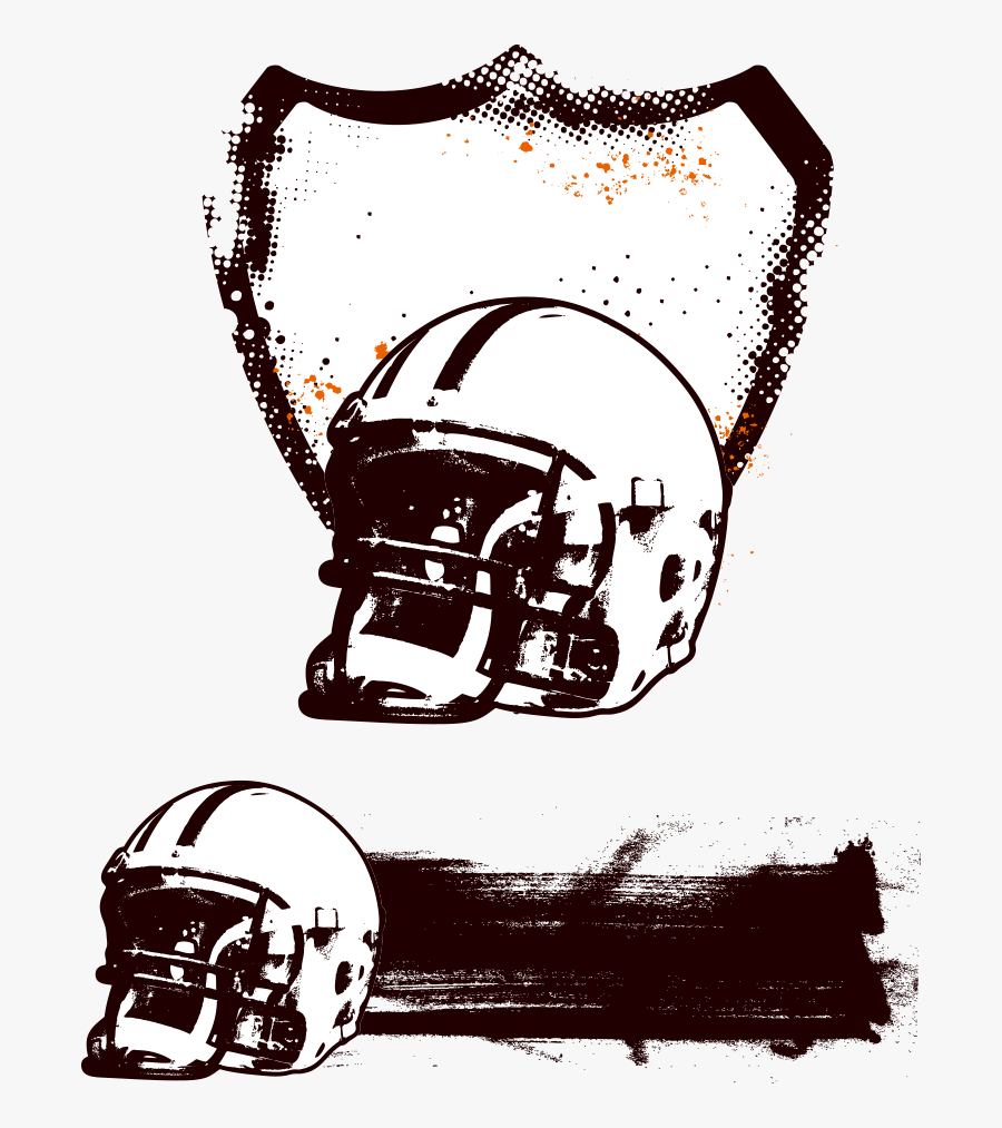 American Football Football Helmet Grunge Illustration - American Football Stencil, Transparent Clipart