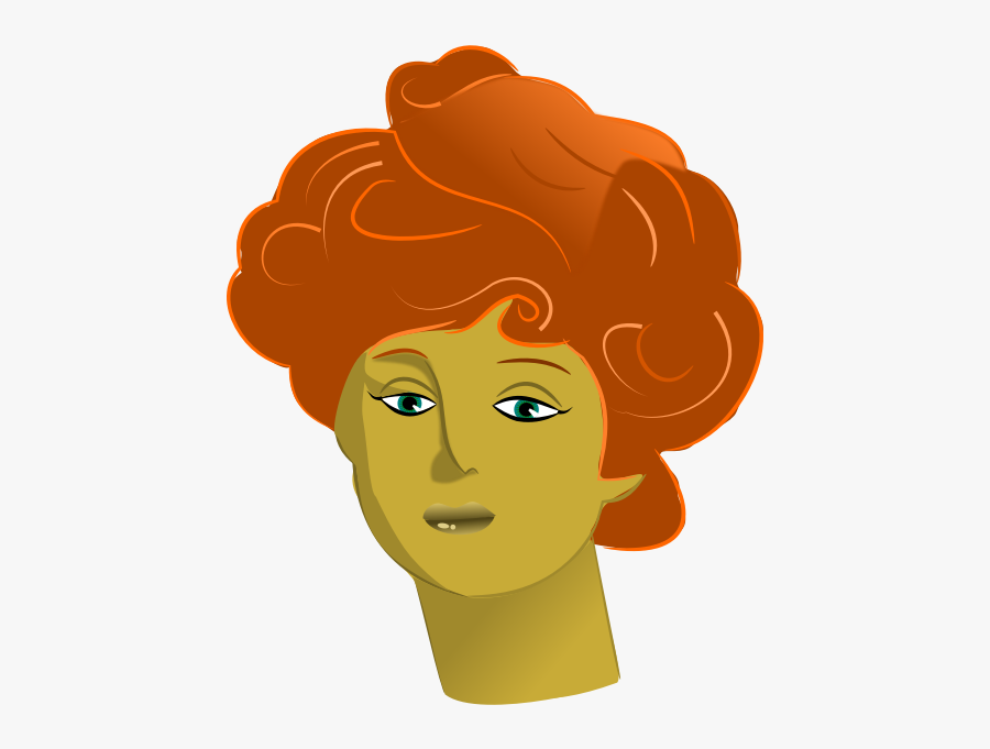 Red Hair Female Portrait Vector Clip Art - Kızıl Saçlı Kadın Portresi, Transparent Clipart