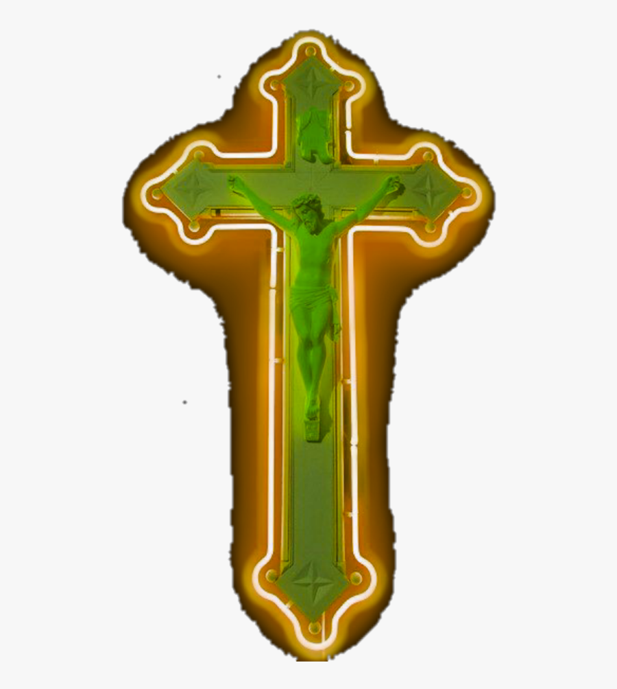 #neon #cross #crucifix #trench #neongravestones - Cross, Transparent Clipart