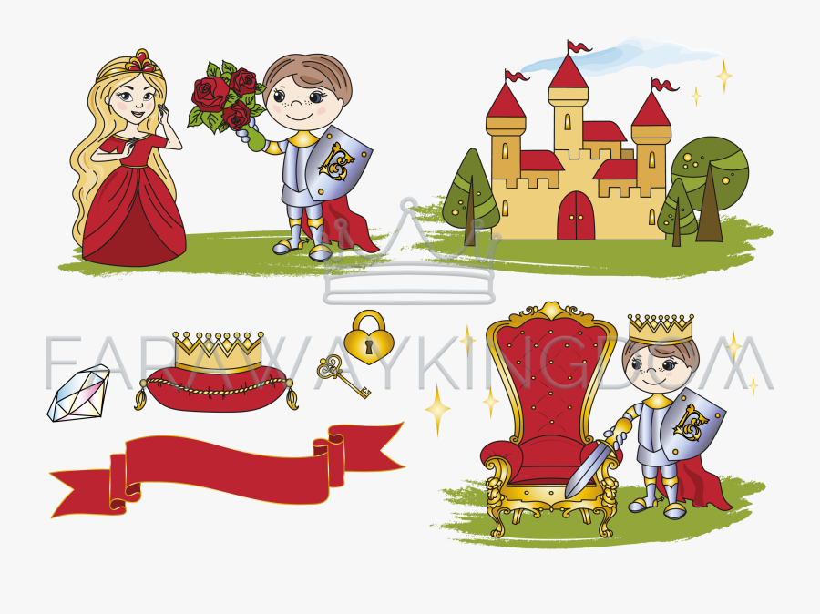 Little King Castle Fairy Tale Cartoon Vector Illustration - Illustration, Transparent Clipart