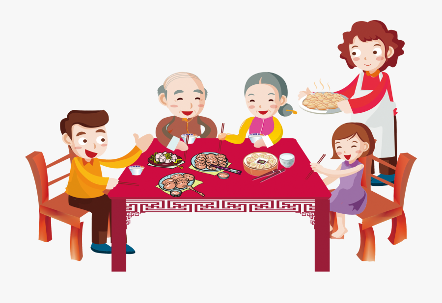 China Tangyuan Clip Art - Family Dinner In Cartoon, Transparent Clipart
