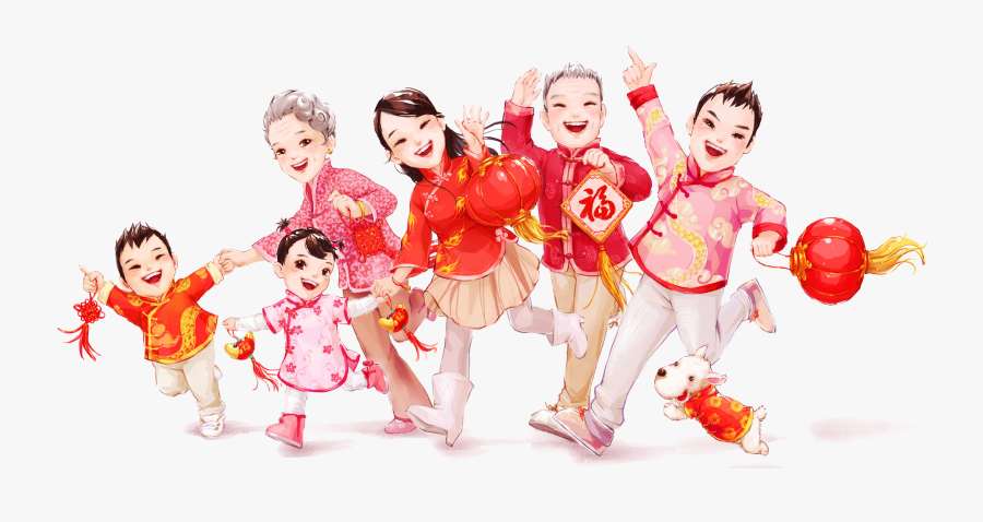 Chinese New Year Family Reunion Dinner - Chinese New Year Family Png, Transparent Clipart