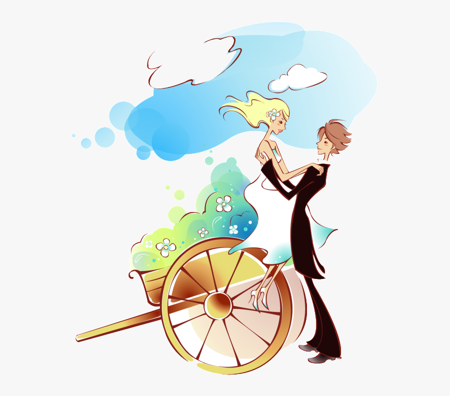 Hand Drawn Fairy Tale Married Couple Transparent - 浪漫 情人 节 图片, Transparent Clipart