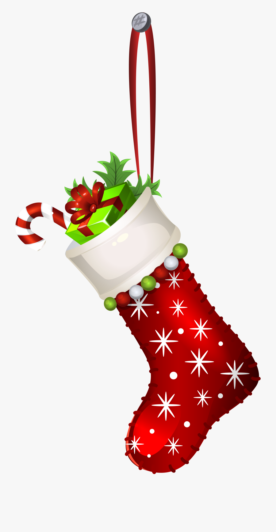 Red Christmas Stocking Transparent Png Clip Art Image - Christmas Stocking Clipart Transparent, Transparent Clipart