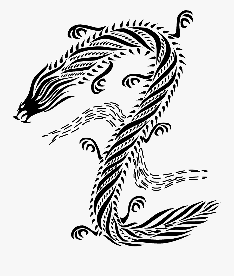 Chinese Dragon Clipart Drawn - Chinese Dragons Black And White, Transparent Clipart